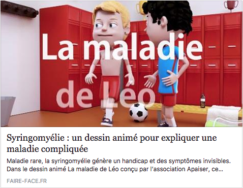 Un article dans le journal de l'APF Faire Face qui reconnaît le dessin animé "Rare, Invisible mais Vraie"