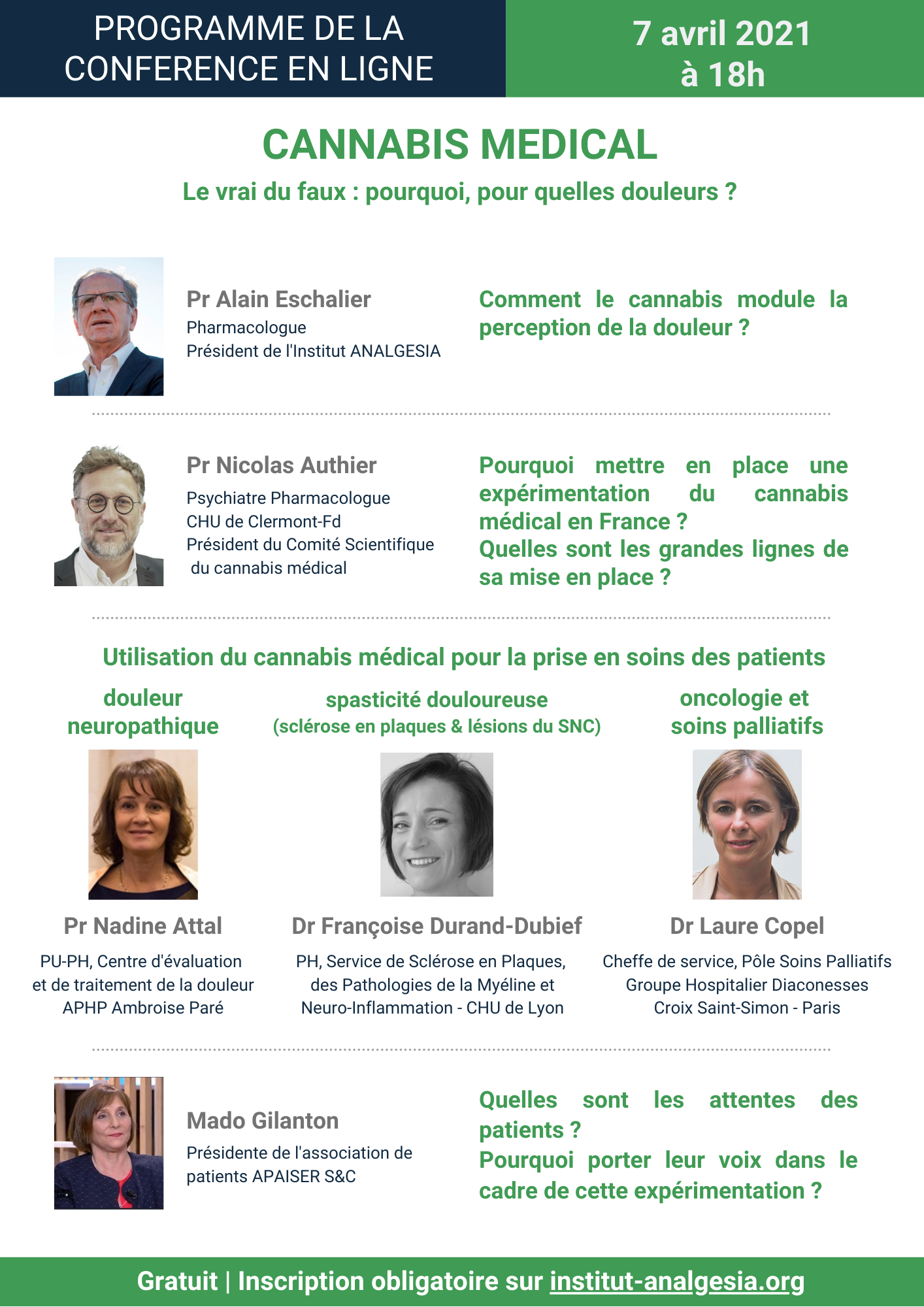 Programme CANNABIS MÉDICAL, LE VRAI DU FAUX, Analgesia, 7 avril 2021